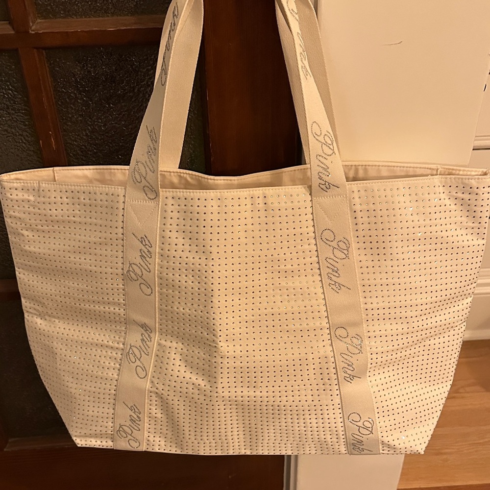 Victoria's Secret White Rhinestone “Pink” Shoulder Tote - Picture 5 of 5